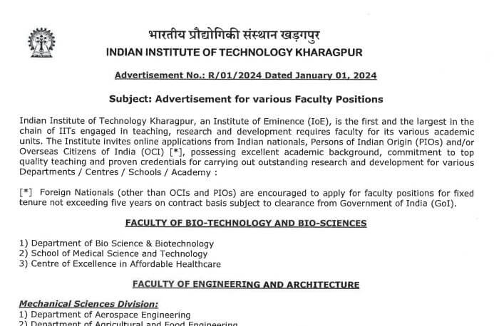 IIT Kharagpur | Faculty Positions