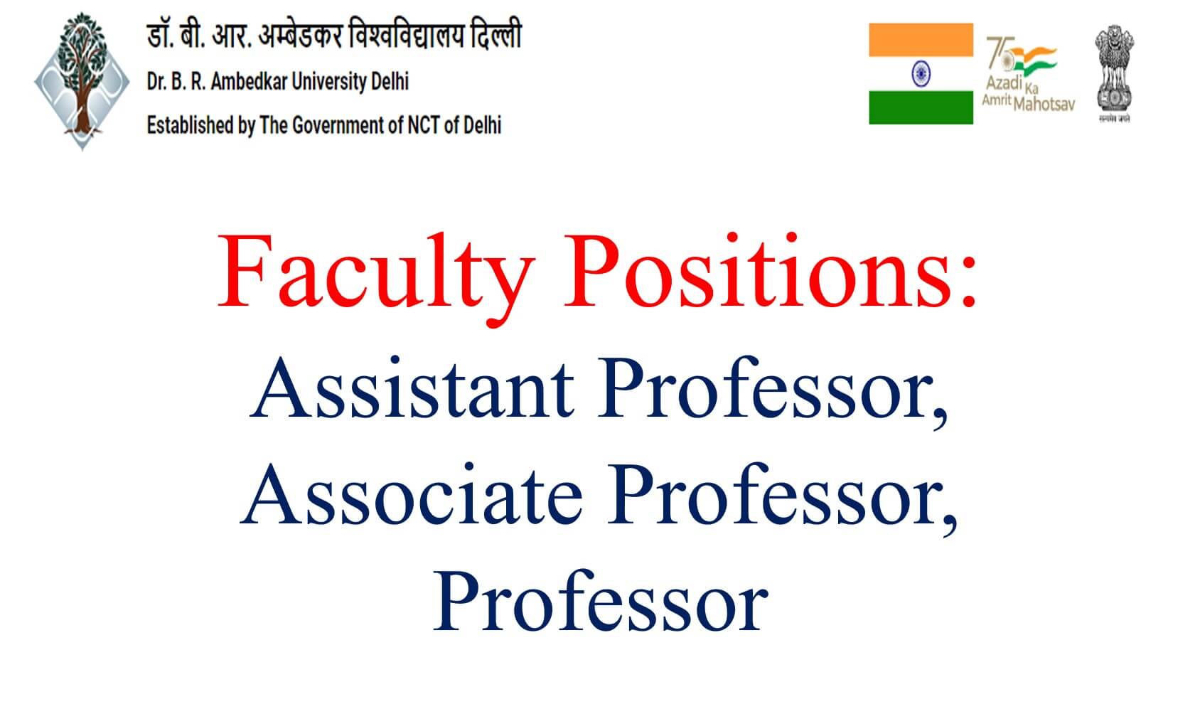 Faculty Positions | Assistant Professor | IIT Delhi, BRAU